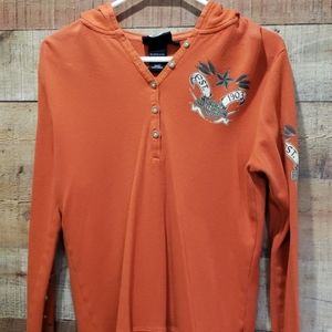 EUC Harley Davidson long sleeve hooded shirt